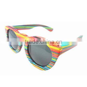 Multi Colors Design Wholesale Custom Real Rainbow Wood Sunglasses 2017 photo-2