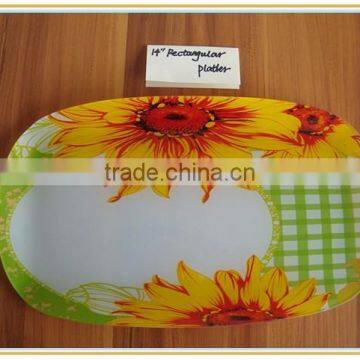 rectangular tempered glass plate with decal