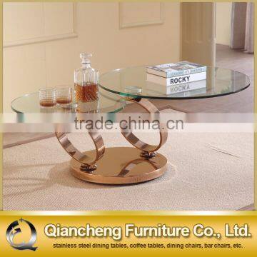 2017 Glass Top Round Fold Coffee Table Extendable Tea Table photo-2