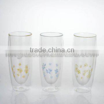 Clear Dubble Wall Wine Drinking Glass Beer Glass Tall Cup With Logo photo-2