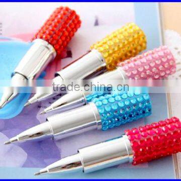 Promotional lipstick stationery point pen with diamond gift