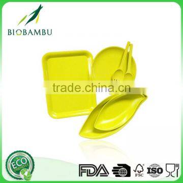 Fashionable Promotional Biodegradable bamboo fiber plates set