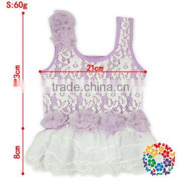 Baby Girls White Lace Ruffle Two Pieces Lavender Swimsuit With Hat photo-4