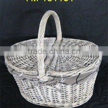 grey wicker picnic basket with lids