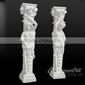 house stair used white carved marble decorative pillars for homes