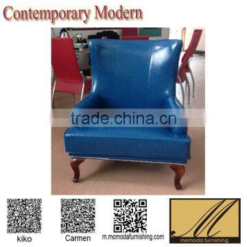 project customized living room bedroom Furniture retro blue leather leisure Chair luxury coffee shop sofa chair