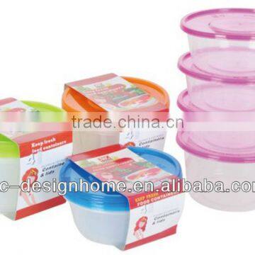 4 PCS FUCHSIA, TURQUOISE, LIME GREEN, ORANGE 0.65L ROUND PP PLASTIC FOOD CONTAINER