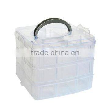 3-layer Clear Portable Tool Toys Organizer Cosmetic Adjustable Plastic Box Storage photo-4