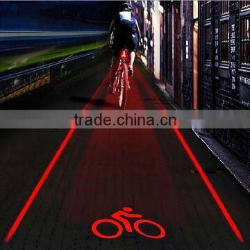 2016 new Outdoor 5 LED 2 Laser Bike Bicycle Rear Tail Lamp Bicycle LOGO Projection Lights