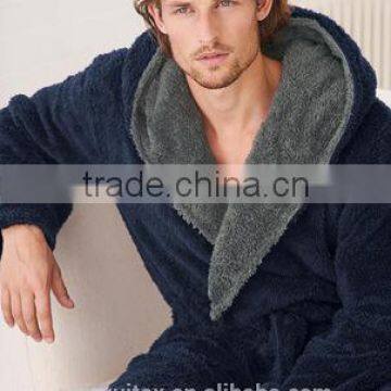 100% polyester shaggy fleece men's robe, men's hoodies bathrobe,fluffy bath robe