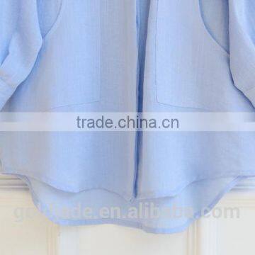 Stand Collar Long Sleeve Tops Latest Fashion Blouse Design for Women photo-5