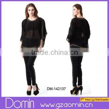 High Quality Fashion Embellished Tops Ladis Blouse photo-1