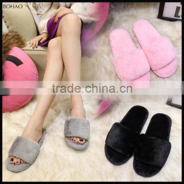 Fashional Indoor Many Colors Faux Fur Slippers For Women