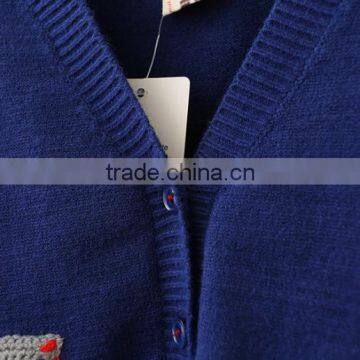 Wholesale Navy Blue Color v Neck Cotton Babies Knitting Sweater Designs photo-4