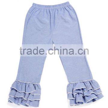 unique design kids simulated jeans comfortable ruffle denim pants