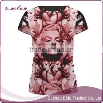 2016 custom printed T shirt 3d sublimation printing t shirt wholesale