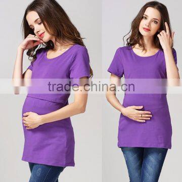 Cotton Crosswise Open Maternity T-shirt With Multi Color for Choice photo-2