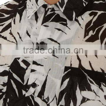 Palm Leaf Print Short Sleeved Shirt With Chest Pocket photo-4