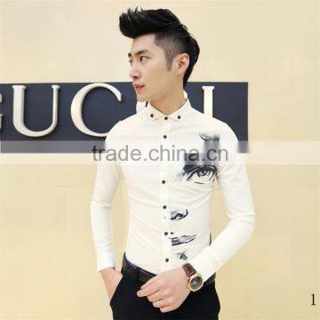 2015 custom men fancy contrast color casual dress winter wool shirt