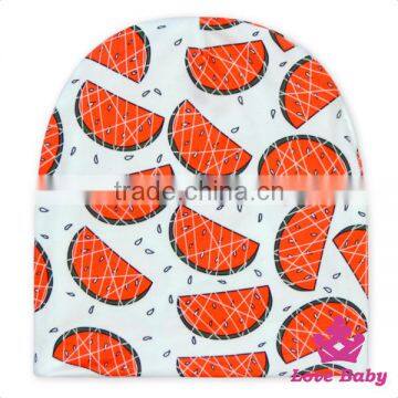 OEM Service Unisex Super Cute Newborn Baby Hats 100%Cotton Watermelon Pattern Printed Kids Beanie Cap