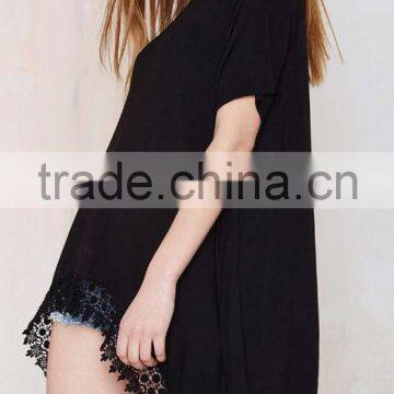 Women's Swallow Tail Hem Asymmetric Middle-long t Shirt photo-2