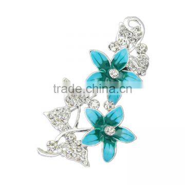 Women Fashion Flower Rhinestone Crystal Brooches Garment Wedding Pin