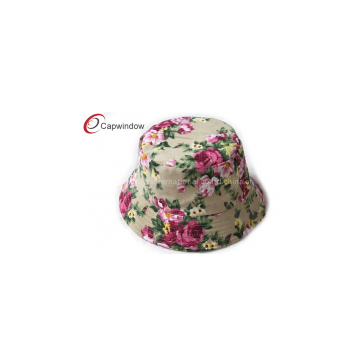 Lady`s Allover Flower Pattern Printing Fisherman Bucket Hat