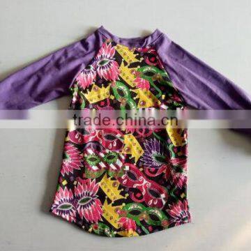 european girls clothing kids remake clothing colorful mask on the clothes ruffle raglan shirt