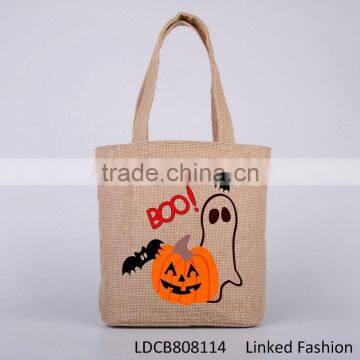 Fast shipping nature color 100% cotton wholesale halloween bags with drawstring