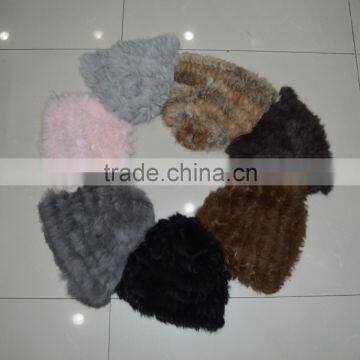 SJ776-01 Yarn Knit Cheap Rabbit Fur Christmas Winter Hats