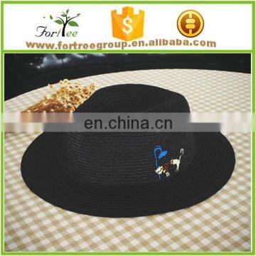 2016 New Arrival Straw Fedora Hats With Cartoon Embroidery photo-2