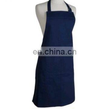 100% cotton bib apron for promotion/sale/worker use in blue color with pocket and metal button