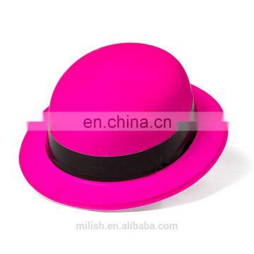 MH-2184 Classic Party kit PVC Pink Plain Plastic Bowler Derby Hat