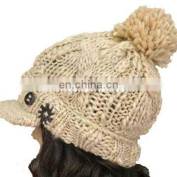 2013 New design ladies custom pom pom beanie hat