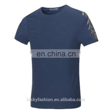 Manufactory Custom Embroidery on Sleeve 100% Cotton T Shirt