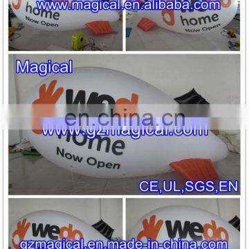 White inflatable helium blimp/ hydrogen balloon