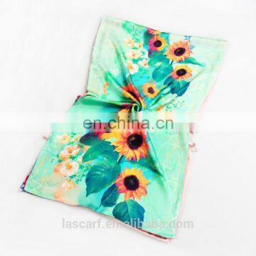 Sunflower scarf 100% pure silk satin on sale