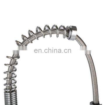 High Quality Double Handed Flexible Commercial Pull up Kitchen Faucet Mixer photo-3