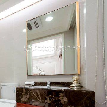 Modern Stainless Steel Frame Square Metal Living Room Decorative Wall Mirror photo-2