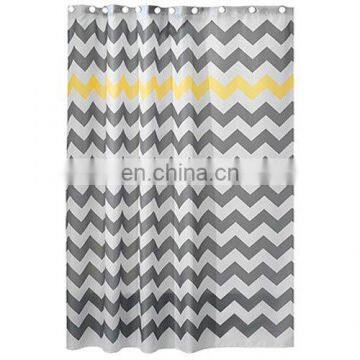 Two tone waterproof polyester wave design shower curtain