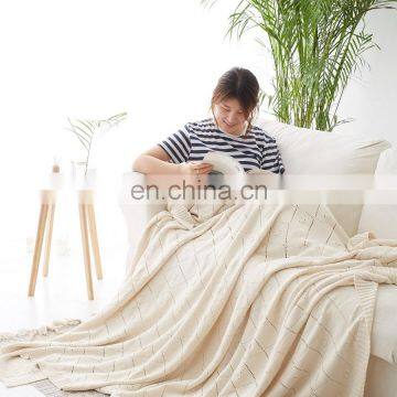 RAWHOUSE Hot Sale 100% Cotton Pure Design White Knit Blanket With Factory Price photo-6