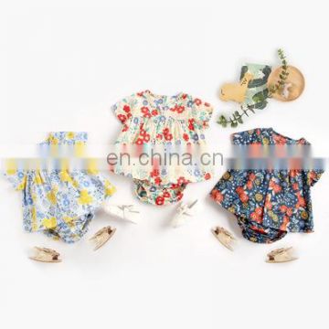 2020 Summer Girl's Sets Flowers Blouses and PP Shorts 2 Pcs Children Baby Sets