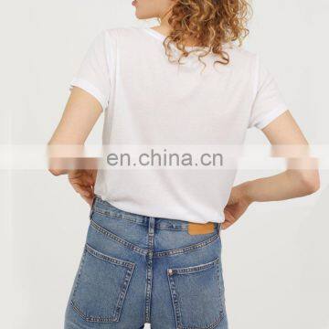 Blank Low Collar White T Shirt Bulk, Custom Women T-Shirts