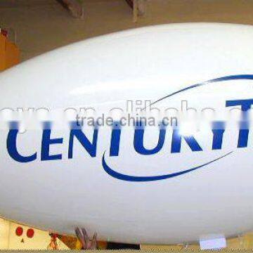 white helium inflatable airship flying