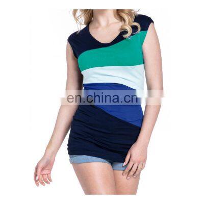 Pregnant Women Sport Sleeveless Top Summer Fashion Short Sleeved Pregnant Casual Tops Top Loose Spell Color Breastfeeding Tops photo-5