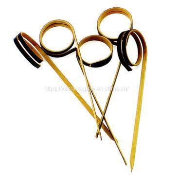 Bamboo 10.5cm LOOPED SKEWERS Bamboo Looped Skewer Knotted Cocktails Skewer Picks 3 Colors