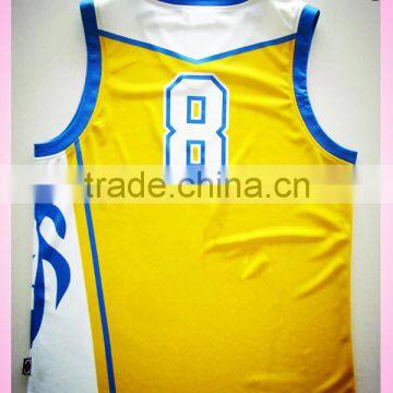 2016 Custom Full Sublimation White and Yellow Basketball Shirt With Number photo-2
