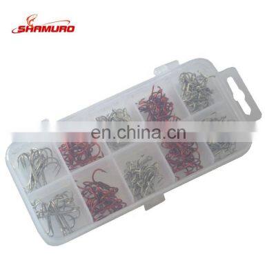 130pcs/set Treble Fishing Hook Set Size # 2/4/6/8/10 High Carbon Steel for Carp Fishing Hooks photo-2