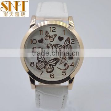 wrist watch lady leather watch quartz high quality watch rose gold butterfly up dial fashion