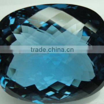 London Blue Topaz Cushion Checkerbord Gems Calibrated Rose Cut Fine Cabochon